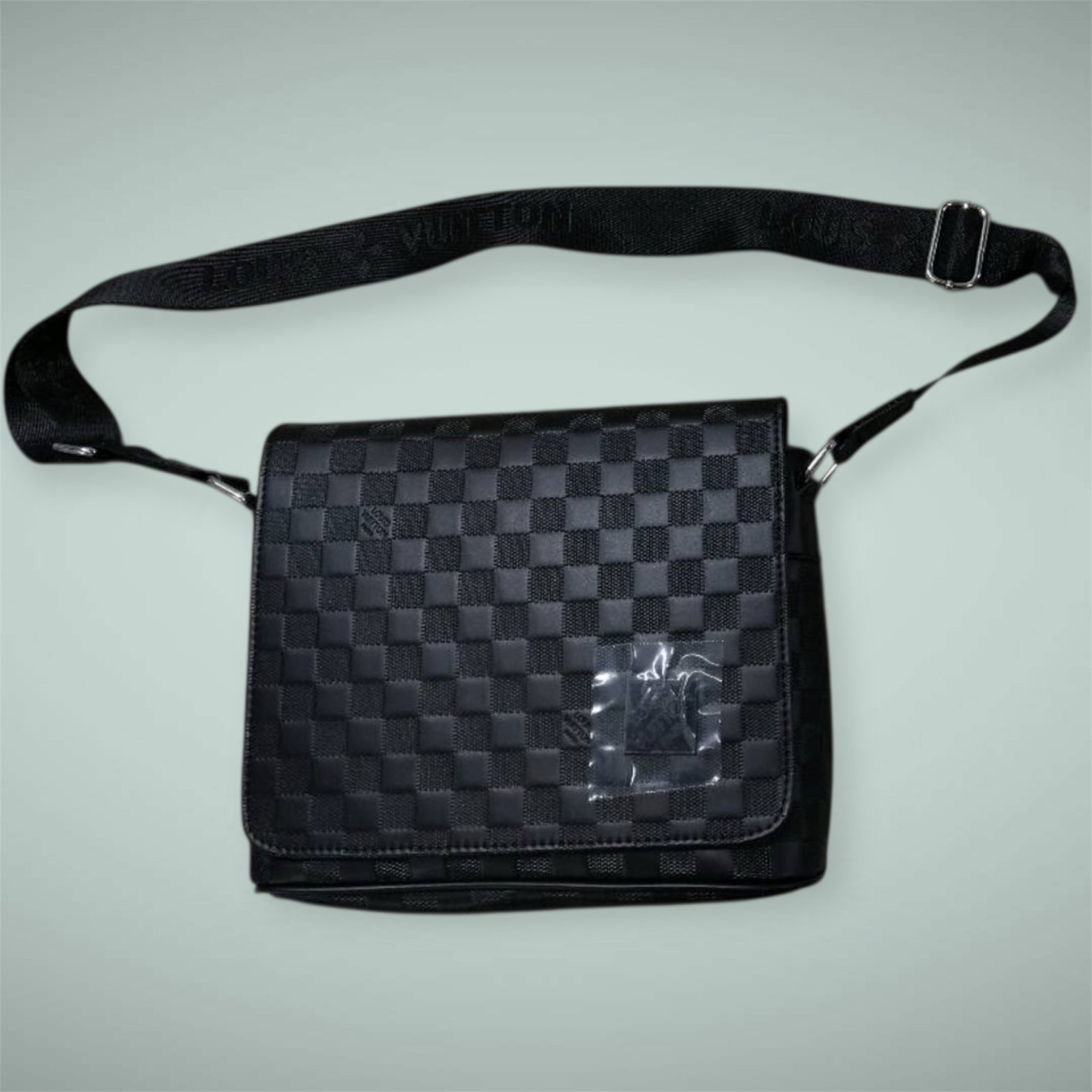 LV Black Leather Messenger Bag - Image 2