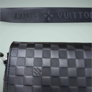 LV Black Leather Messenger Bag